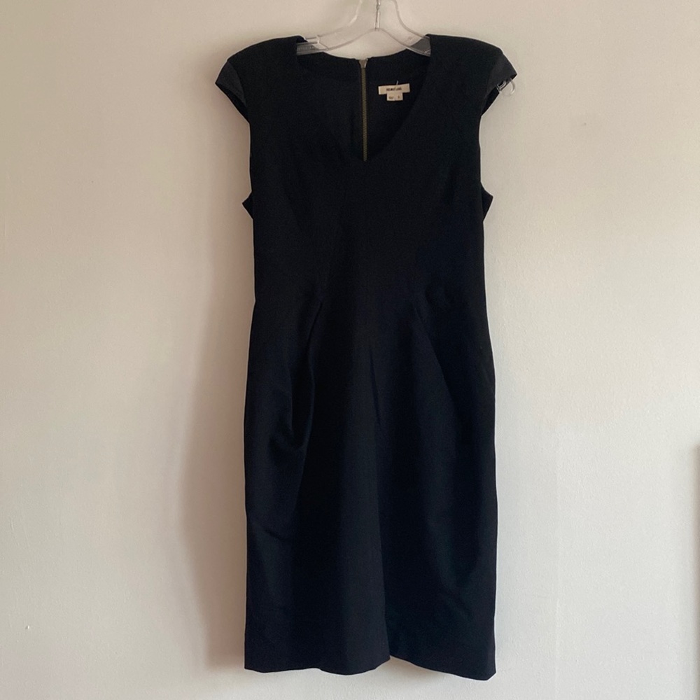 Helmut Lang black wool shift dress, size 6.
